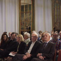 lit.RUHR 2017: Ehrengäste der Alfried Krupp von Bohlen und Halbach-Stiftung: Prof. Dr. Dr. h. c. Ursula Gather (Kuratoriumsvorsitzende), Dr. h. c. Fritz Pleitgen (Mitglied des Kuratoriums) und Dr. Thomas Kempf (Mitglied des Vorstandes  und Leiter der Förderabteilung) in der Villa Hügel. (v.l.n.r.) © KandalowskiGieseler